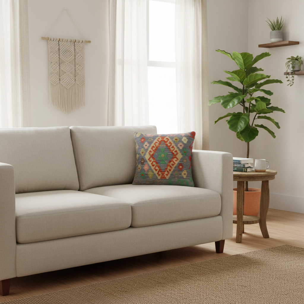 Shabby Chic Turkish Cohen Hand Woven Kilim Pillow