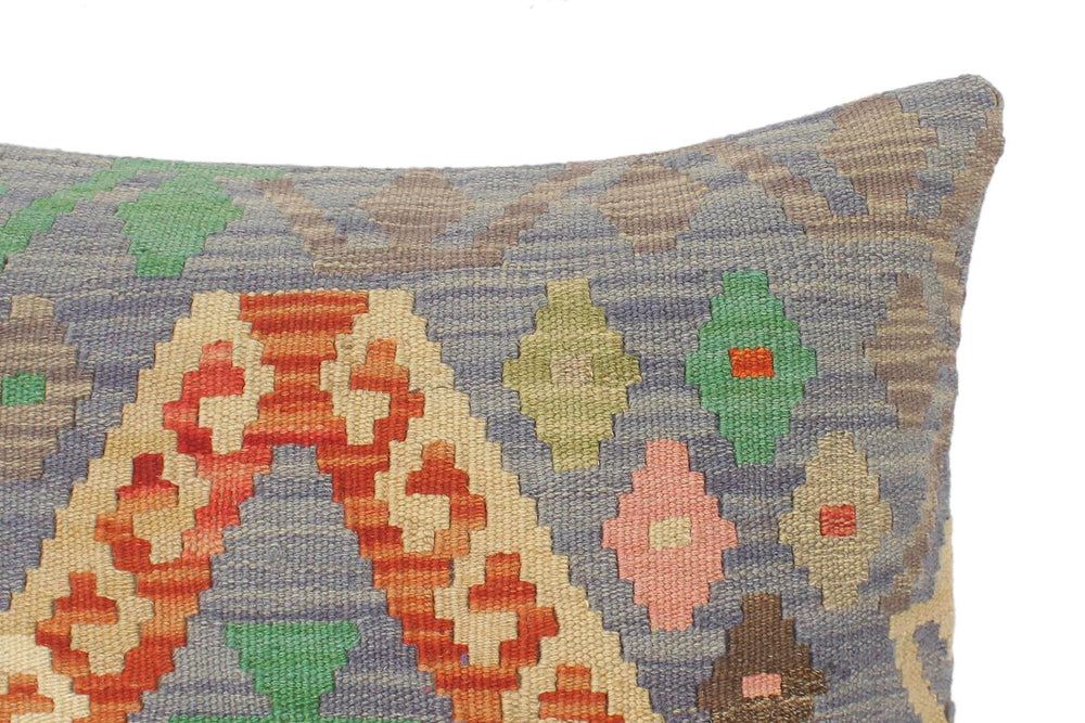 handmade Tribal Turkish Antique Blue Rust Hand-Woven SQUARE 100% WOOL pillow