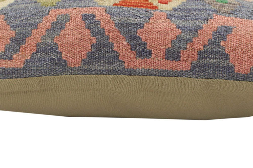 handmade Tribal Turkish Antique Blue Rust Hand-Woven SQUARE 100% WOOL pillow