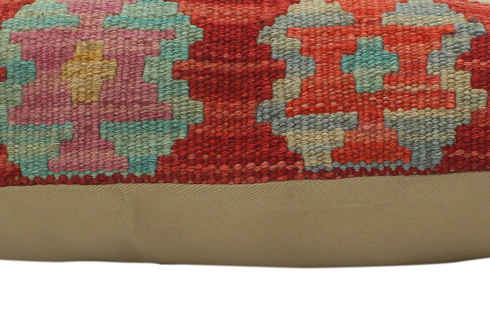 handmade Tribal Turkish Antique Red Blue Hand-Woven SQUARE 100% WOOL pillow