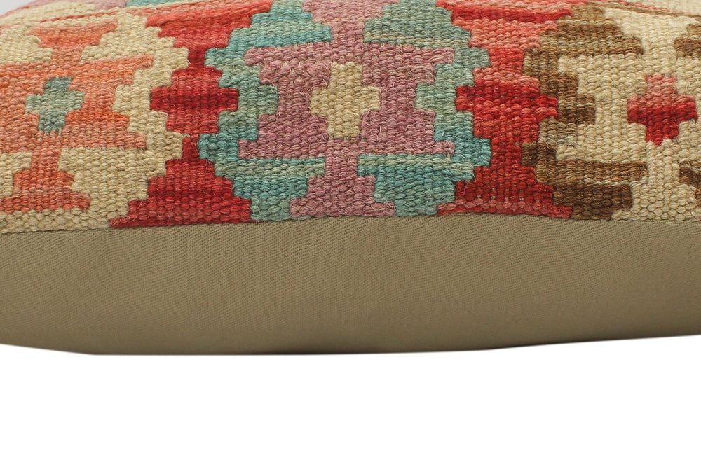 handmade Tribal Turkish Antique Red Blue Hand-Woven SQUARE 100% WOOL pillow