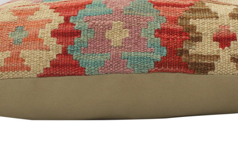handmade Tribal Turkish Antique Red Blue Hand-Woven SQUARE 100% WOOL pillow