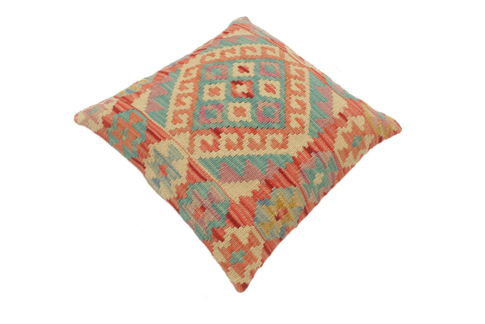 handmade Tribal Turkish Antique Red Blue Hand-Woven SQUARE 100% WOOL pillow