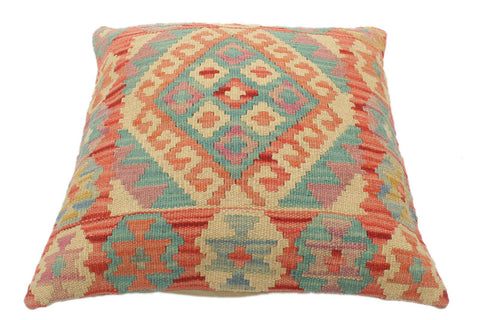 handmade Tribal Turkish Antique Red Blue Hand-Woven SQUARE 100% WOOL pillow