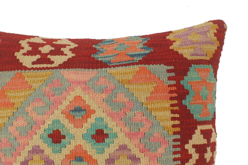 handmade Tribal Turkish Antique Red Blue Hand-Woven SQUARE 100% WOOL pillow