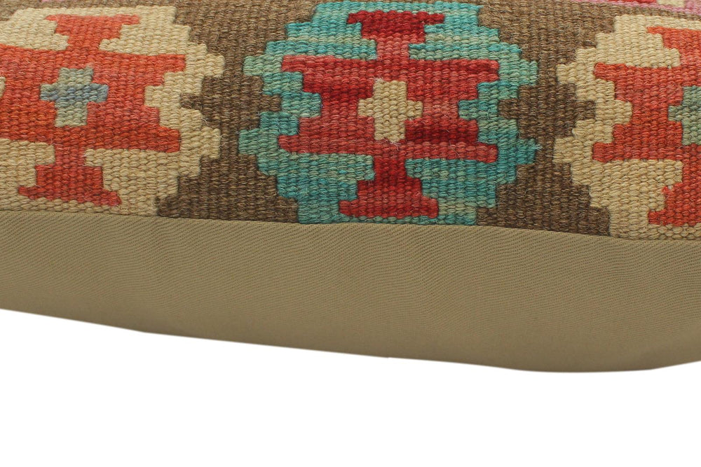 handmade Tribal Turkish Antique Red Blue Hand-Woven SQUARE 100% WOOL pillow