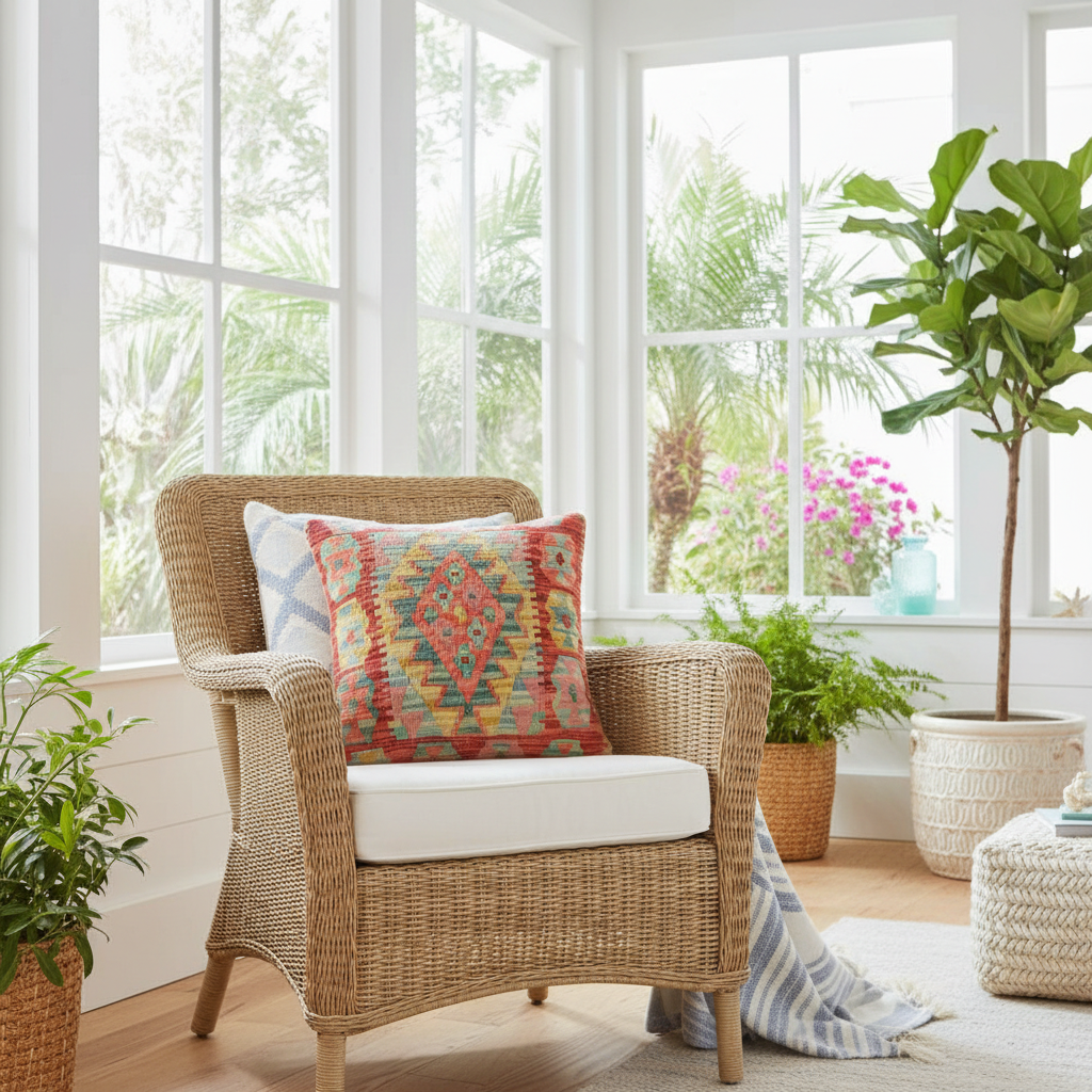 Shabby Chic Turkish Prior Hand Woven Kilim Pillow