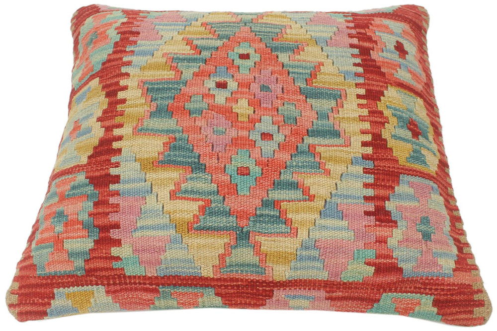 handmade Tribal Turkish Antique Red Blue Hand-Woven SQUARE 100% WOOL pillow