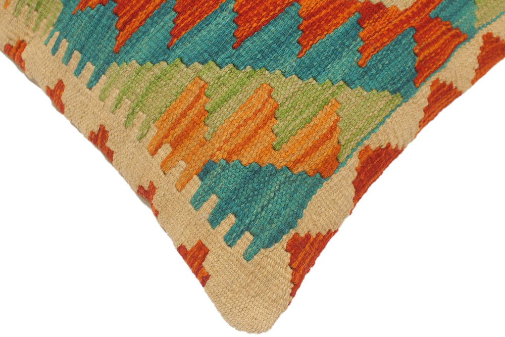 handmade Tribal Turkish Antique Rust Blue Hand-Woven SQUARE 100% WOOL pillow