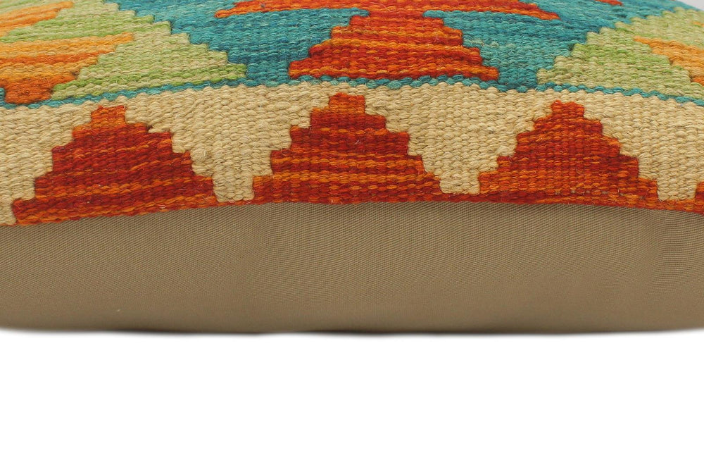 handmade Tribal Turkish Antique Rust Blue Hand-Woven SQUARE 100% WOOL pillow