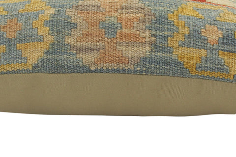 handmade Tribal Turkish Antique Rust Blue Hand-Woven SQUARE 100% WOOL pillow