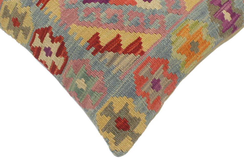 handmade Tribal Turkish Antique Rust Blue Hand-Woven SQUARE 100% WOOL pillow