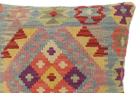 handmade Tribal Turkish Antique Rust Blue Hand-Woven SQUARE 100% WOOL pillow