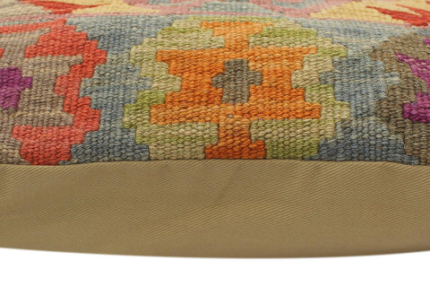 handmade Tribal Turkish Antique Rust Blue Hand-Woven SQUARE 100% WOOL pillow