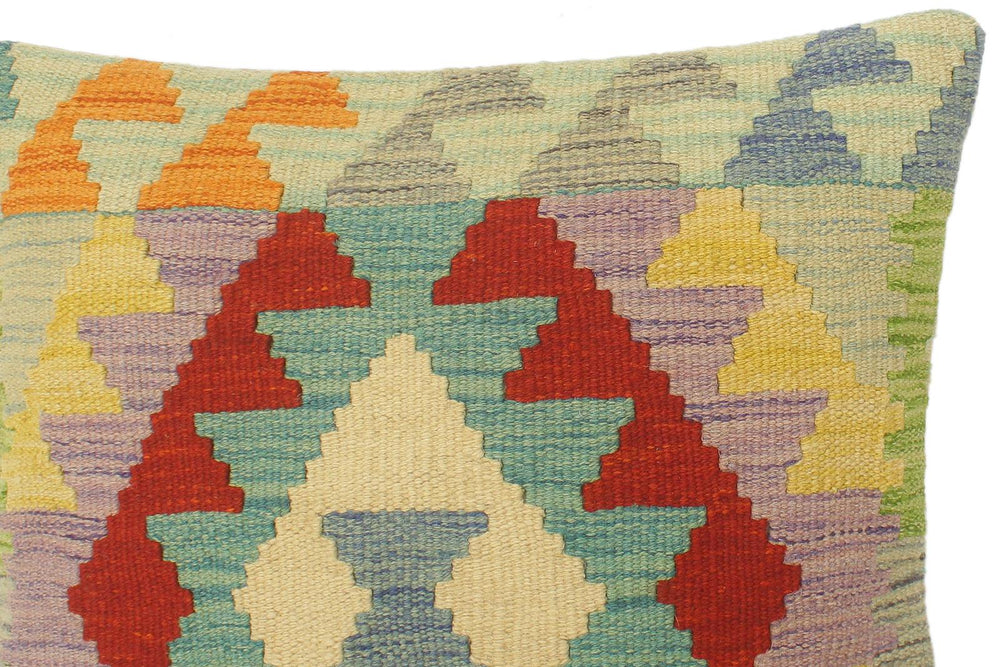 handmade Tribal Turkish Antique Rust Blue Hand-Woven SQUARE 100% WOOL pillow