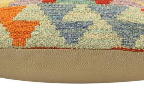 handmade Tribal Turkish Antique Rust Blue Hand-Woven SQUARE 100% WOOL pillow