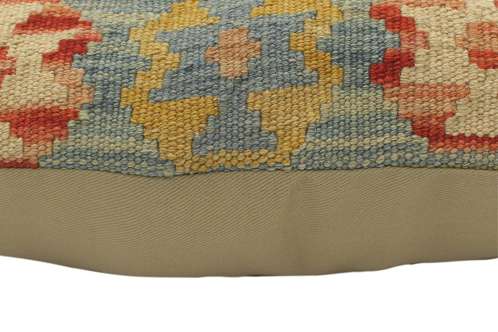 handmade Tribal Turkish Antique Rust Blue Hand-Woven SQUARE 100% WOOL pillow