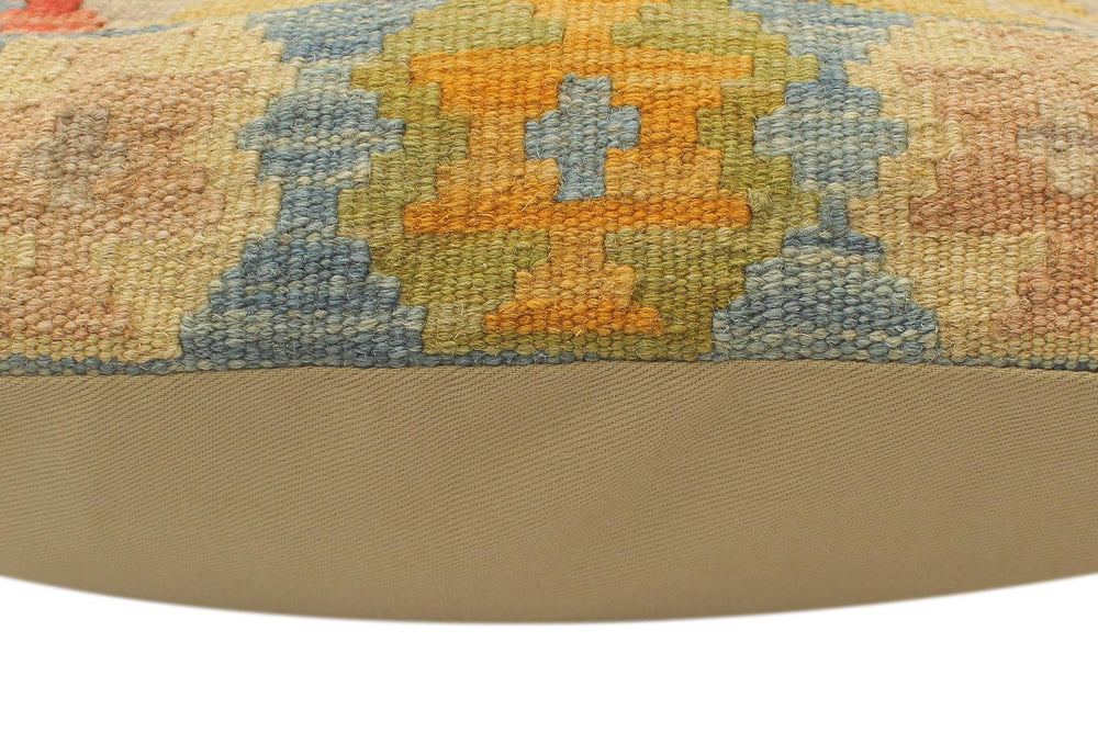 handmade Tribal Turkish Antique Rust Blue Hand-Woven SQUARE 100% WOOL pillow