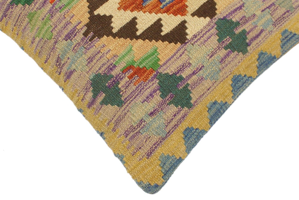 handmade Tribal Turkish Antique Rust Blue Hand-Woven SQUARE 100% WOOL pillow