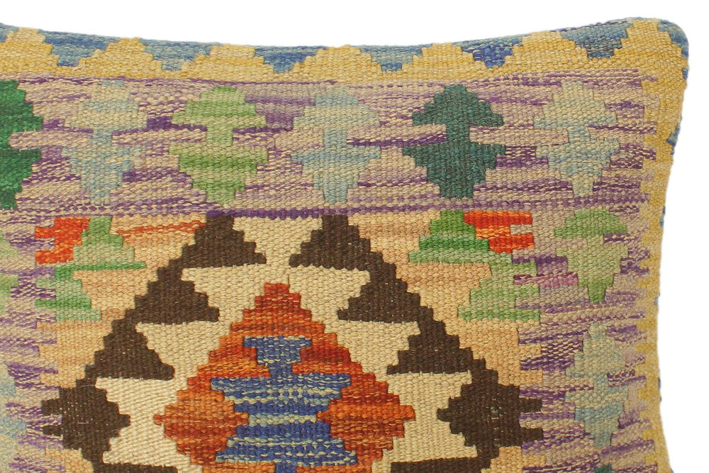 handmade Tribal Turkish Antique Rust Blue Hand-Woven SQUARE 100% WOOL pillow