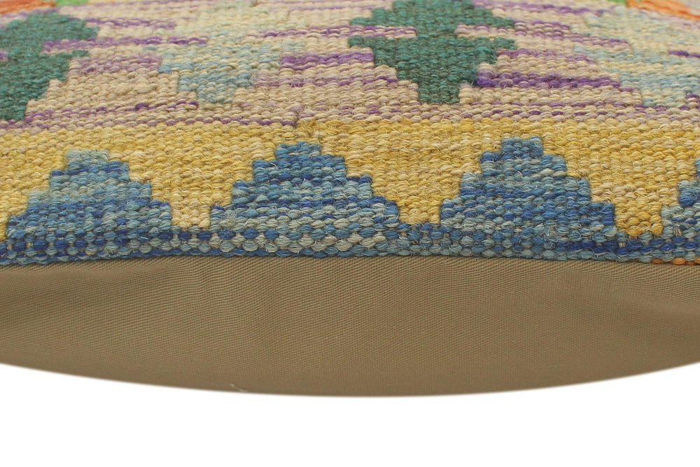 handmade Tribal Turkish Antique Rust Blue Hand-Woven SQUARE 100% WOOL pillow