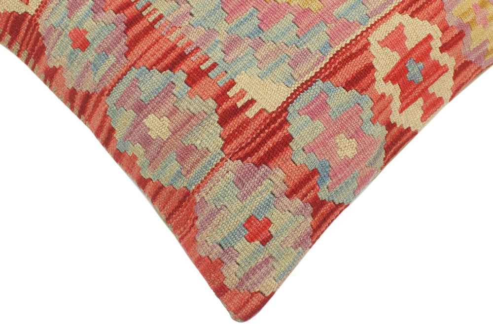 handmade Tribal Turkish Antique Red Blue Hand-Woven SQUARE 100% WOOL pillow