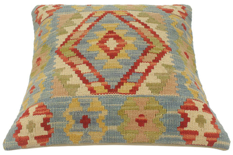 handmade Tribal Turkish Antique Blue Rust Hand-Woven SQUARE 100% WOOL pillow