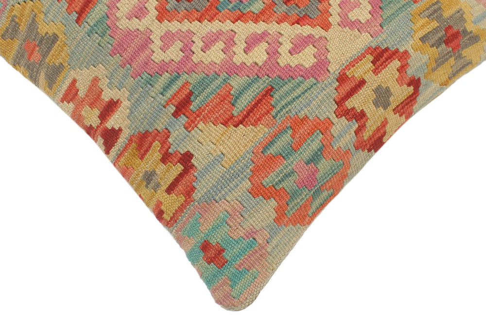 handmade Tribal Turkish Antique Blue Red Hand-Woven SQUARE 100% WOOL pillow