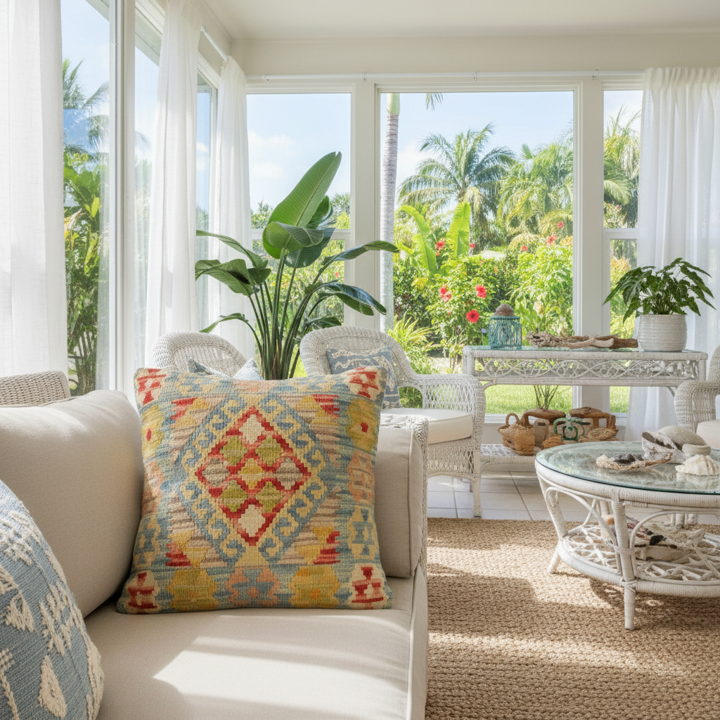 Boho Chic Turkish Luu Hand Woven Kilim Pillow