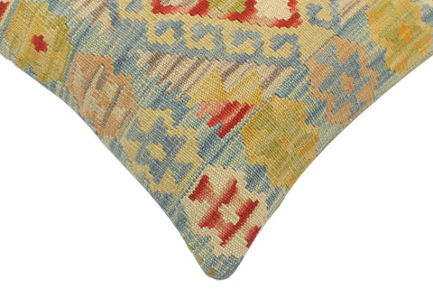 handmade Tribal Turkish Antique Blue Red Hand-Woven SQUARE 100% WOOL pillow