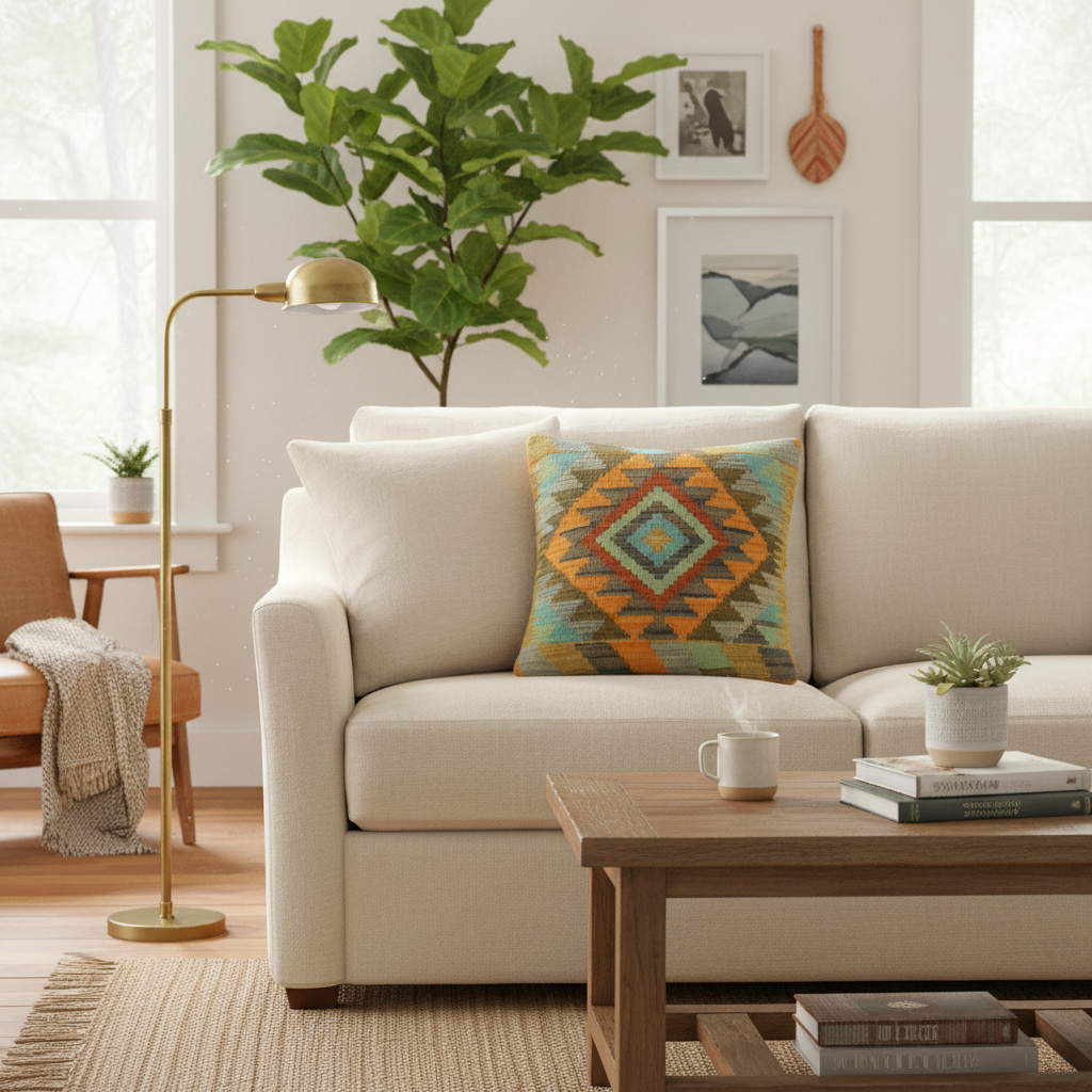 Shabby Chic Turkish Ralph Hand Woven Kilim Pillow