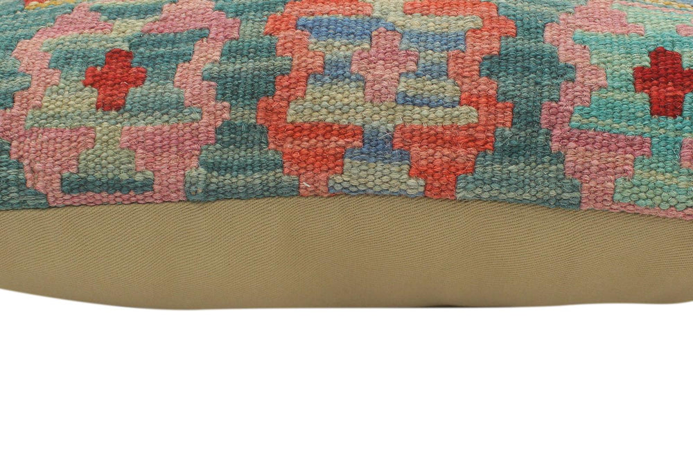 handmade Tribal Turkish Antique Red Blue Hand-Woven SQUARE 100% WOOL pillow