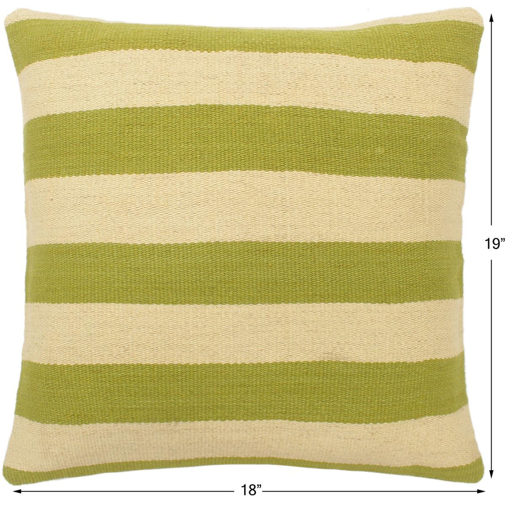 handmade Modern Beige Green Hand-Woven SQUARE 100% WOOL Pillow