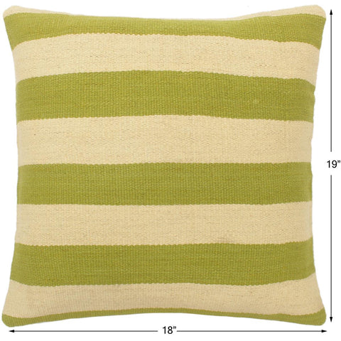 handmade Modern Beige Green Hand-Woven SQUARE 100% WOOL Pillow