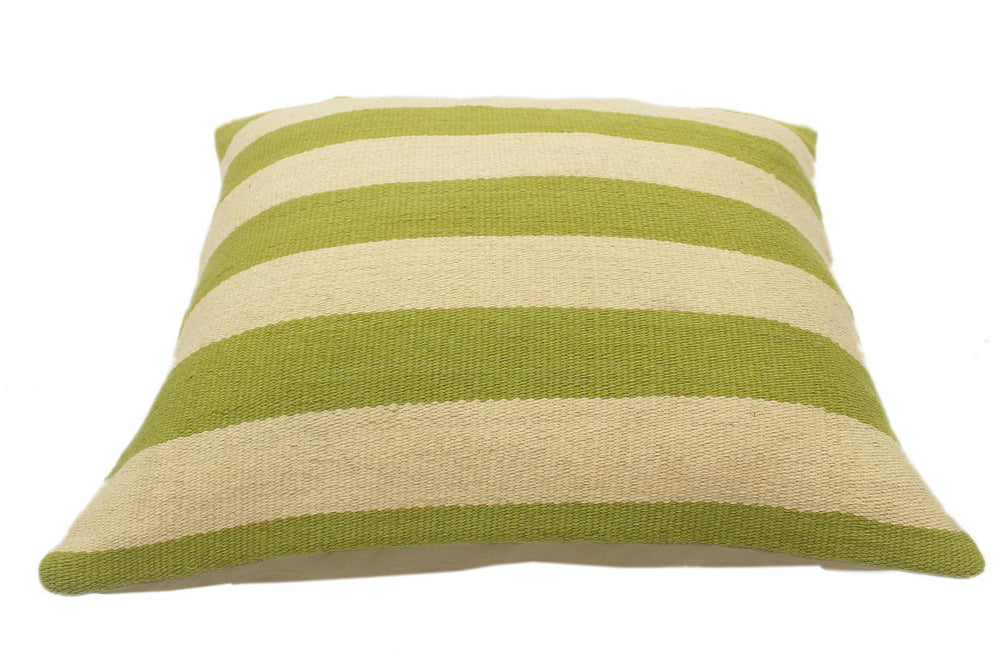 handmade Modern Beige Green Hand-Woven SQUARE 100% WOOL Pillow