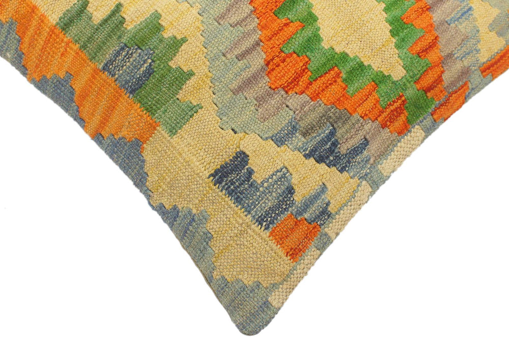 handmade Tribal Turkish Antique Rust Blue Hand-Woven SQUARE 100% WOOL pillow