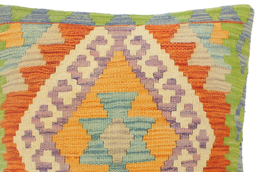 handmade Tribal Turkish Antique Rust Blue Hand-Woven SQUARE 100% WOOL pillow