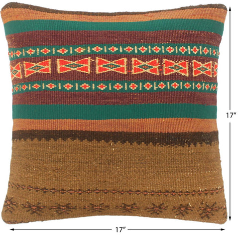 handmade Tribal Turkish Antique Brown Rust Hand-Woven SQUARE 100% WOOL pillow