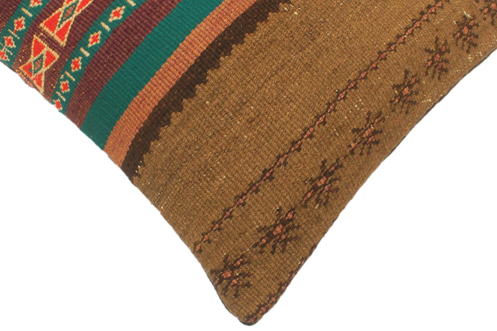 handmade Tribal Turkish Antique Brown Rust Hand-Woven SQUARE 100% WOOL pillow