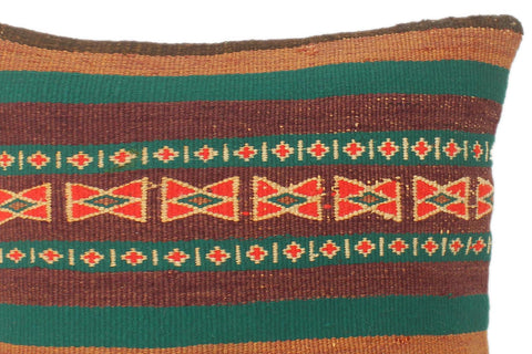 handmade Tribal Turkish Antique Brown Rust Hand-Woven SQUARE 100% WOOL pillow