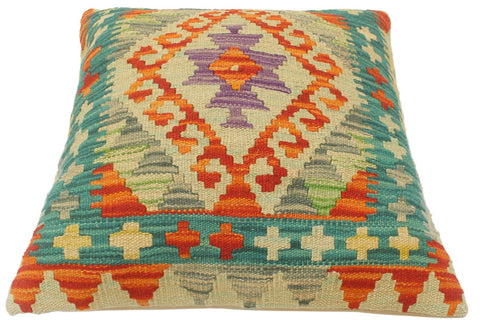 handmade Tribal Turkish Antique Rust Blue Hand-Woven SQUARE 100% WOOL pillow