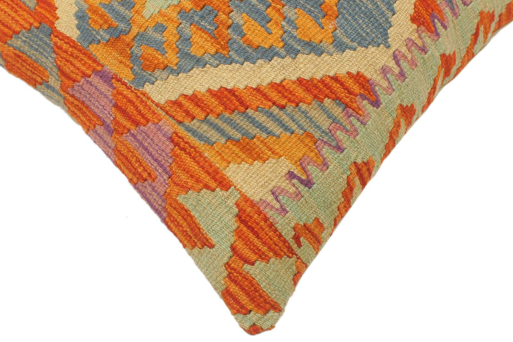 handmade Tribal Turkish Antique Rust Blue Hand-Woven SQUARE 100% WOOL pillow