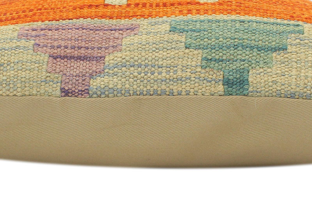 handmade Tribal Turkish Antique Rust Blue Hand-Woven SQUARE 100% WOOL pillow