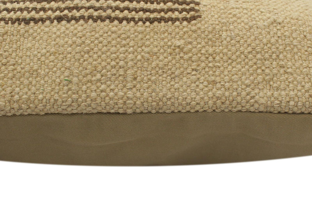 handmade Tribal Turkish Antique Beige Brown Hand-Woven SQUARE 100% WOOL pillow