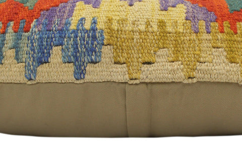 handmade Tribal Rust Blue Hand-Woven RECTANGLE 100% WOOL Pillow