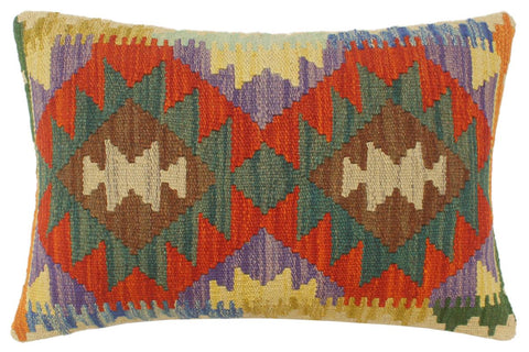 handmade Tribal Rust Blue Hand-Woven RECTANGLE 100% WOOL Pillow