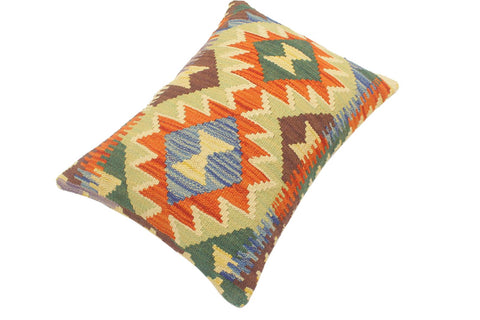 handmade Tribal Rust Blue Hand-Woven RECTANGLE 100% WOOL Pillow