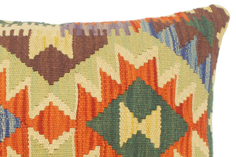 handmade Tribal Rust Blue Hand-Woven RECTANGLE 100% WOOL Pillow