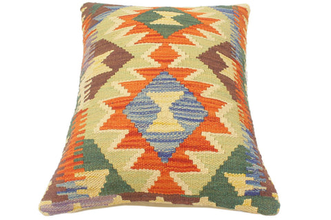 handmade Tribal Rust Blue Hand-Woven RECTANGLE 100% WOOL Pillow