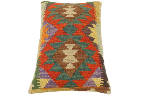 handmade Tribal Rust Blue Hand-Woven RECTANGLE 100% WOOL Pillow